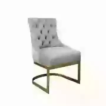 Luxuriuos Curved Velvet Cantilever Dining Chair with Brushed Gold Base (sold in Pairs)